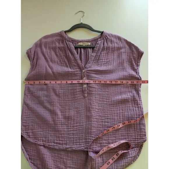 Xirena Top Gauzy Blouse Henley Boho Spring Summer Lightweight Purple Size XS - Picture 10 of 11